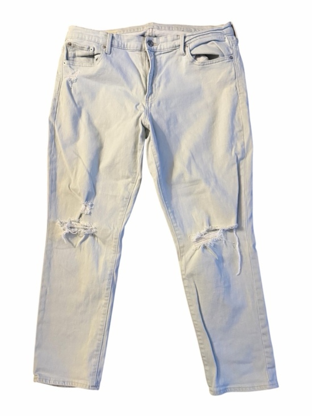 GAP Light Blue Straight Leg Girlfriend Jeans with Knee Distressing